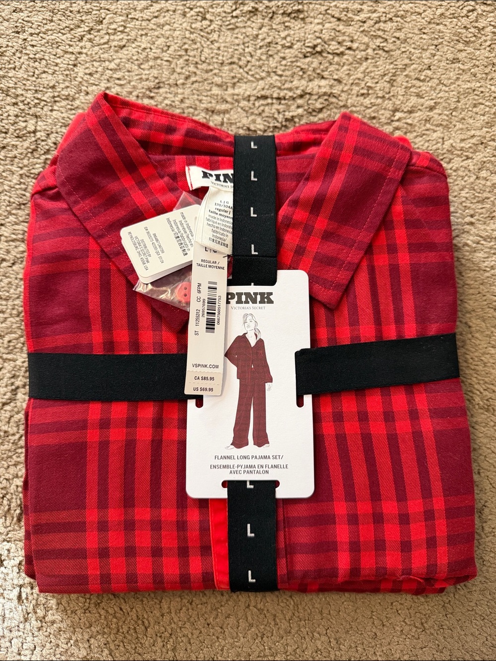 PINK Victoria's Secret Red Plaid Women's Flannel Set
